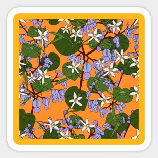 Elegant Hand Darw Tropical Flowers And Leafs Sticker